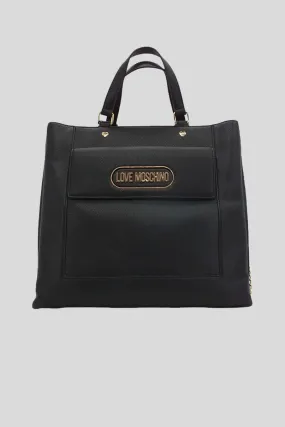 Borsa Rectangular Plaque Pu - Nero