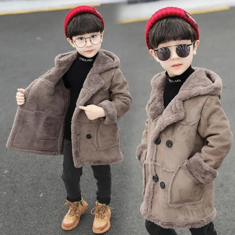 Cappotto trench simil montone imbottito da bambino