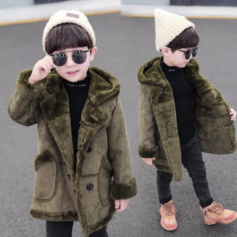 Cappotto trench simil montone imbottito da bambino