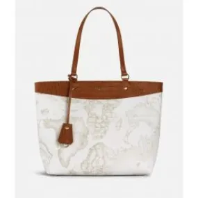 Charme geo white borsa shopping bianca