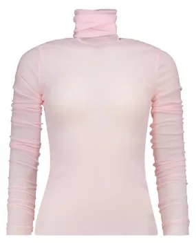 Maglia dolcevita mesh rosa