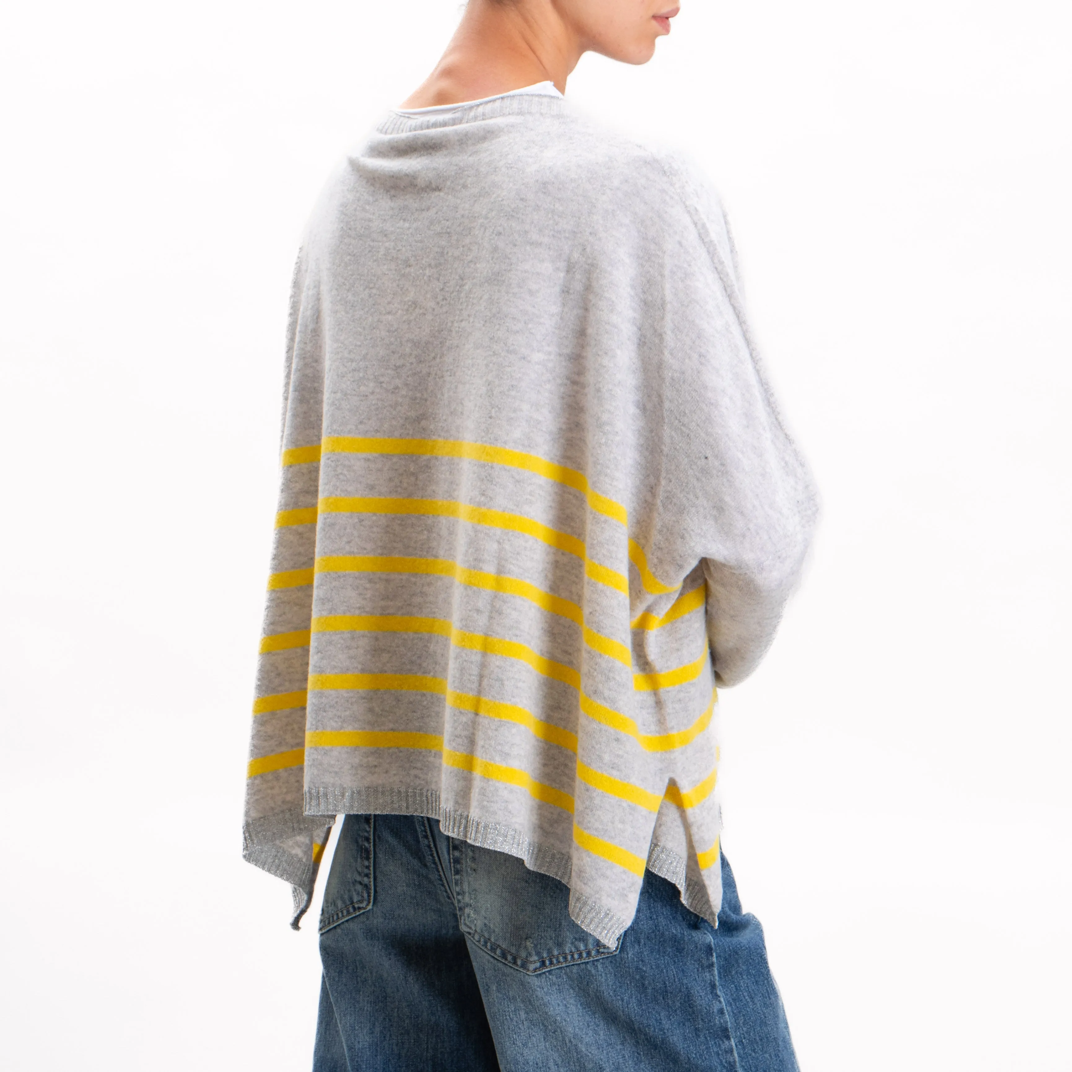 Vicolo-Maglia oversize righe misto cashmere - argento/grigio/mimosa